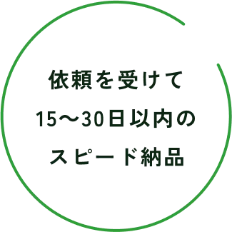依頼を受けて15～30日以内のスピード納品